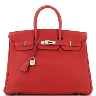 Hermes Birkin Handbag Red Togo with Palladium Hardware 35