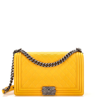 Chanel Boy Flap Bag Quilted Goatskin New Medium