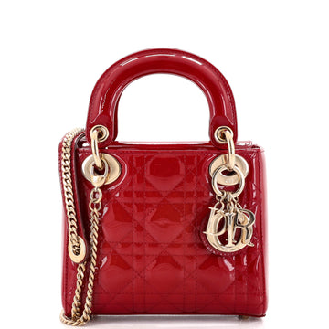 Christian Dior Lady Dior Chain Bag Cannage Quilt Patent Mini