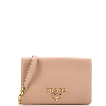Prada Chain Wallet Crossbody Saffiano Leather