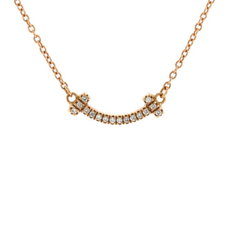 T Smile Pendant Necklace 18K Rose Gold with Diamonds Mini