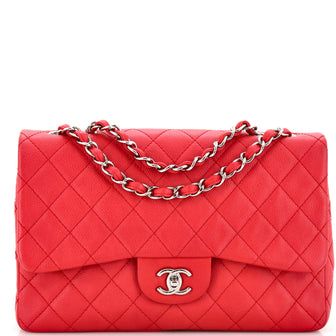 Chanel Classic Single Flap Bag Quilted Caviar Jumbo