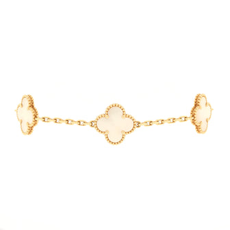 Van Cleef & Arpels Vintage Alhambra 5 Motifs Bracelet 18K Yellow Gold and Mother of Pearl