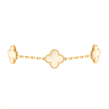 Van Cleef & Arpels Vintage Alhambra 5 Motifs Bracelet 18K Yellow Gold and Mother of Pearl