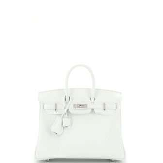 Hermes Birkin Handbag White Swift with Palladium Hardware 25