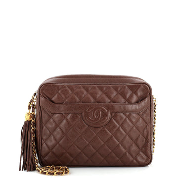 Chanel Vintage Front Pocket Camera Bag Quilted Caviar Small