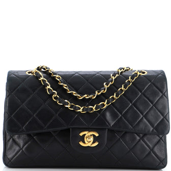Chanel Vintage Classic Double Flap Bag Quilted Lambskin Medium