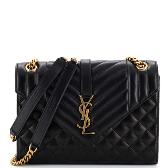 Saint Laurent Classic Monogram Envelope Satchel Mixed Matelasse Leather Medium