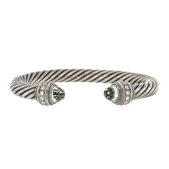 David Yurman Cable Classic Bracelet Sterling Silver with Prasiolite and Diamonds 7mm