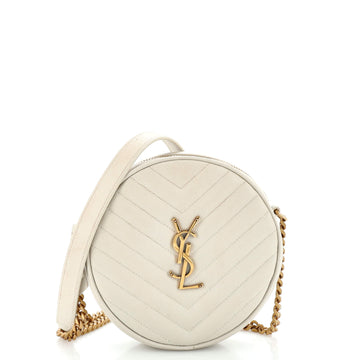 Saint Laurent Vinyle Round Camera Bag Matelasse Chevron Leather