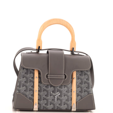 Goyard Structured Saigon Top Handle Bag Coated Canvas with Leather Mini