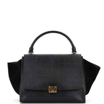 Celine Trapeze Bag Crocodile Embossed Leather Large