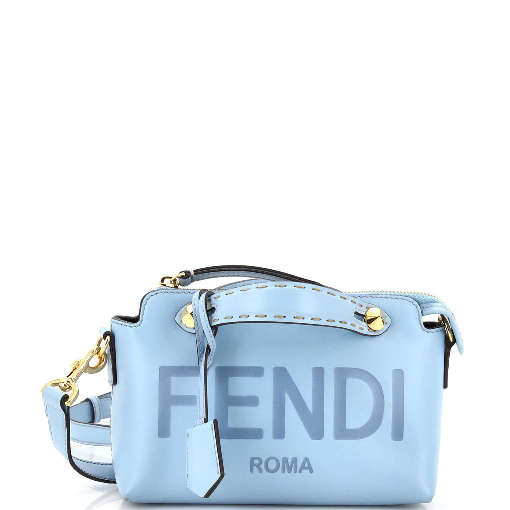 Fendi Logo By The Way Satchel Embossed Leather Mini Blue 2669141
