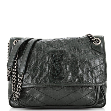 Saint Laurent Niki Chain Flap Bag Matelasse Chevron Leather Medium
