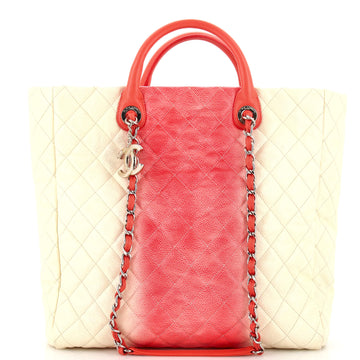 Chanel CC Charm Shopping Tote Quilted Ombre Caviar Medium
