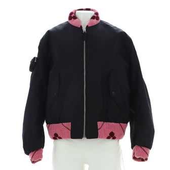 Prada x Raf Simons Women's logo pocket bomber jacket Re-Nylon with Jacquard Knit