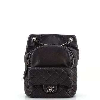 Chanel Drawstring CC Flap Backpack Quilted Lambskin Small