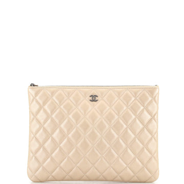 Chanel O Case Clutch Quilted Iridescent Lambskin Medium