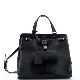 Valentino Garavani Joy Lock Top Handle Bag Patent with Leather Medium
