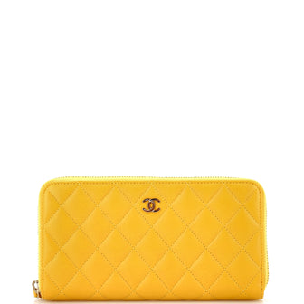 Chanel Zip Around Wallet Quilted Lambskin Long