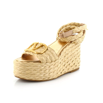 Valentino Garavani Women's VLogo Wedge Sandals Raffia