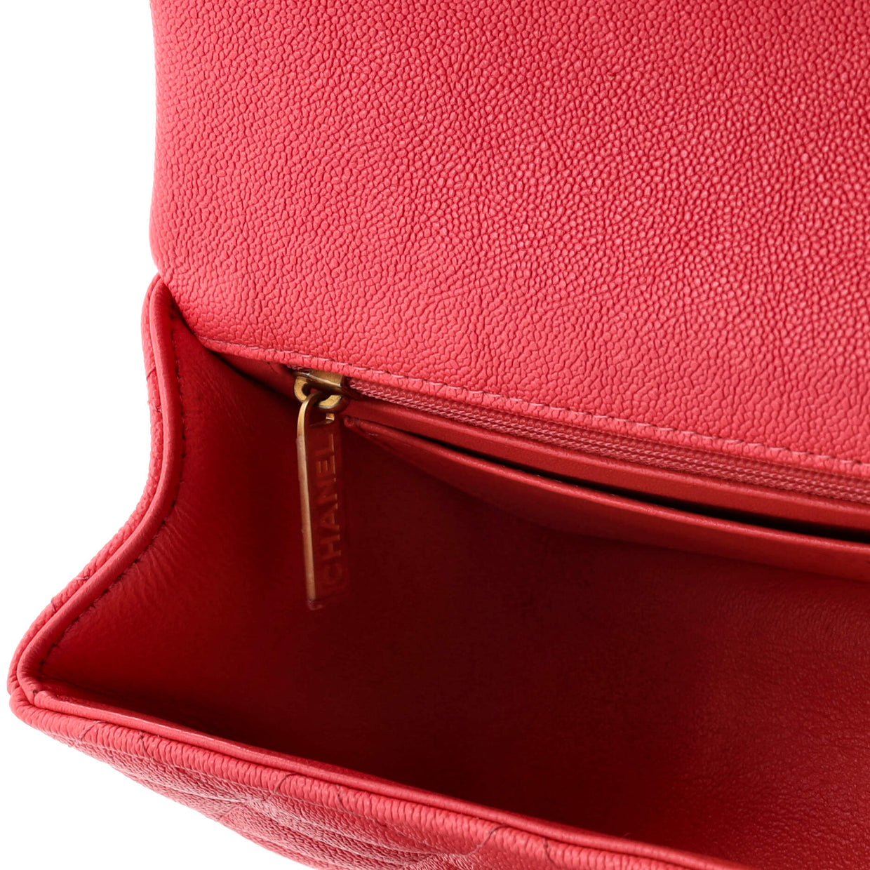 Chanel Classic Single Flap Top Handle Bag Quilted Caviar Mini Pink 2670371