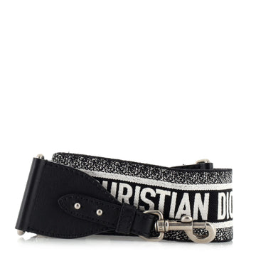 Christian Dior Logo Shoulder Strap Embroidered Canvas