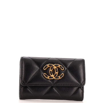 Chanel 19 Flap Card Case Quilted Leather