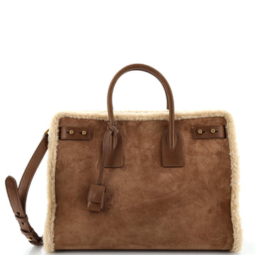 Saint Laurent Sac de Jour Bag Suede with Shearling Medium