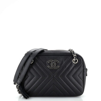 Chanel CC Tassel Camera Bag Diagonal Chevron Calfskin Small