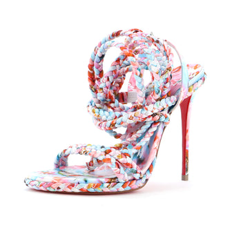 Christian Louboutin Women's Maryam Heeled Sandals Printed Satin 120