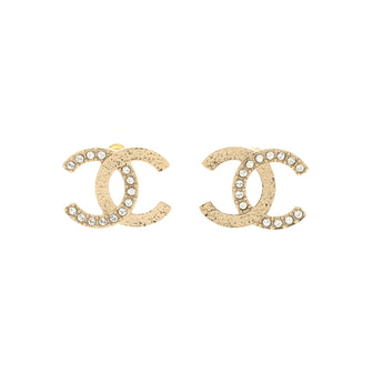 Chanel CC Stud Earrings Metal with Crystals
