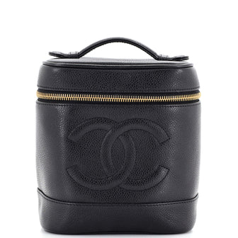 Chanel Vintage Timeless Cosmetic Case Caviar Tall