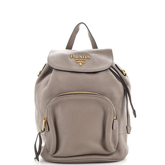 Prada Front Pocket Drawstring Backpack Vitello Daino Medium