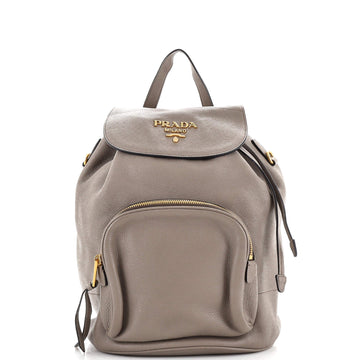 Prada Front Pocket Drawstring Backpack Vitello Daino Medium