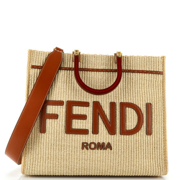 Fendi Sunshine Shopper Tote Woven Raffia Medium