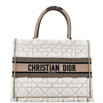 Christian Dior Book Tote Cannage Quilt Shearling Medium