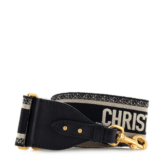 Christian Dior Logo Shoulder Strap Embroidered Canvas