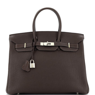 Hermes Birkin Handbag Brown Togo with Palladium Hardware 35