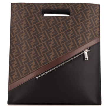 Fendi Forever Fendi Shopping Tote Zucca Coated Canvas and Leather Tall