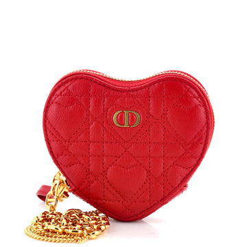 Christian Dior DiorAmour Caro Heart Pouch with Chain Cannage Quilt Calfskin