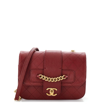 Chanel Front Chain Flap Bag Quilted Sheepskin Medium