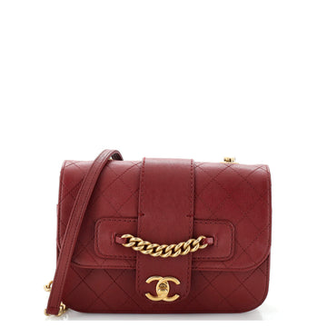Chanel Front Chain Flap Bag Quilted Sheepskin Medium