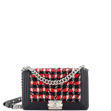 Chanel Boy Flap Bag Chevron Tweed Old Medium