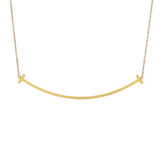 Tiffany & Co. T Smile Pendant Necklace 18K Yellow Gold Large
