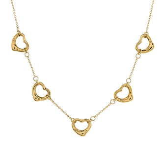 Tiffany & Co. Elsa Peretti 5 Motifs Open Heart Necklace 18K Yellow Gold
