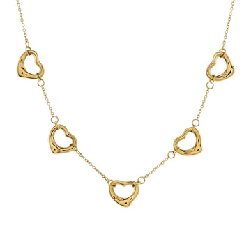Tiffany & Co. Elsa Peretti 5 Motifs Open Heart Necklace 18K Yellow Gold