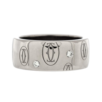 Cartier C de Cartier Happy Birthday Band Ring 18K White Gold with Diamonds 8mm