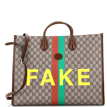 Gucci Fake/Not Convertible Open Tote Printed GG Coated Canvas Large