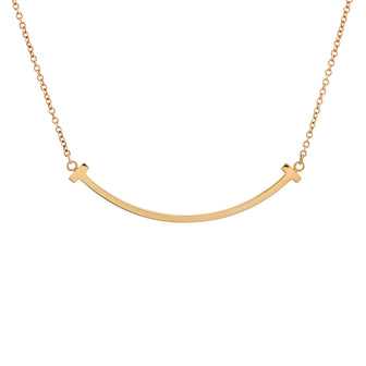 Tiffany & Co. T Smile Pendant Necklace 18K Rose Gold Small